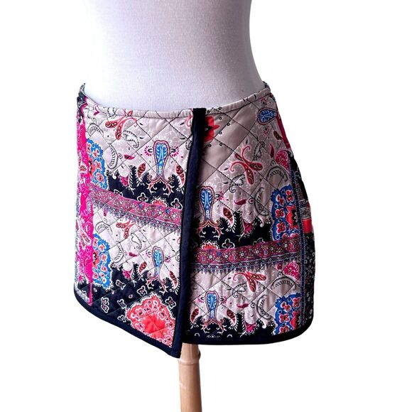 Zara Vibrant Colorful Quilted Boho Hippie Mini Skirt - Large - Picture 6 of 10